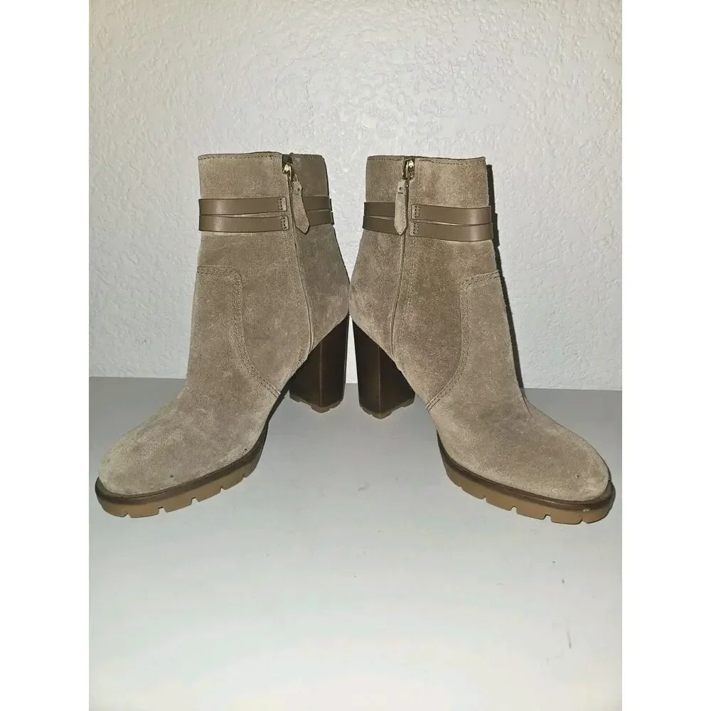 TORY BURCH Leigh 90 MM Lug Sole Booties Tan Women's SZ 7.5